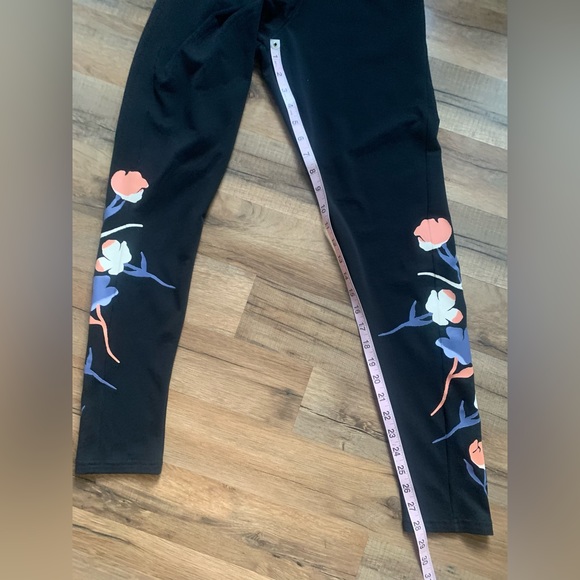 Adidas Floral Theme Leggings exposed elastic waistband Size-S NWOT - Picture 8 of 16